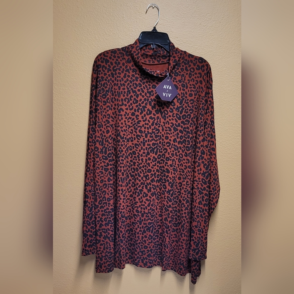Ava & Viv women's plus size top 4XL animal print long sleeves stretching & soft